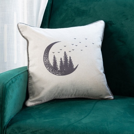 Housse de Coussin Brodée Lune