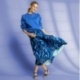 Tissu Viscose Nylon Imprimé Vagues Bleues
