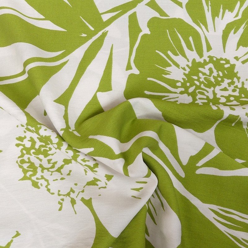 Tissu Rayonne Imprimée Feuille Vert 