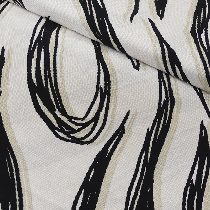 Tissu Viscose Imprimée Vague Blanc 