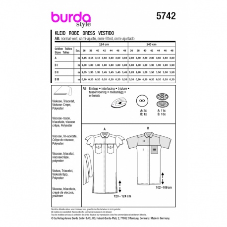 Patron 5742 Burda Robe 36-48