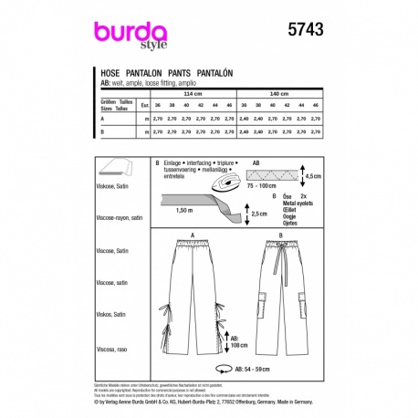 Patron 5743 Burda Pantalon 36-46
