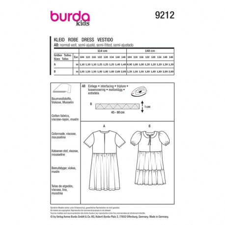 Patron 9212 Burda Kids Robe 104-146