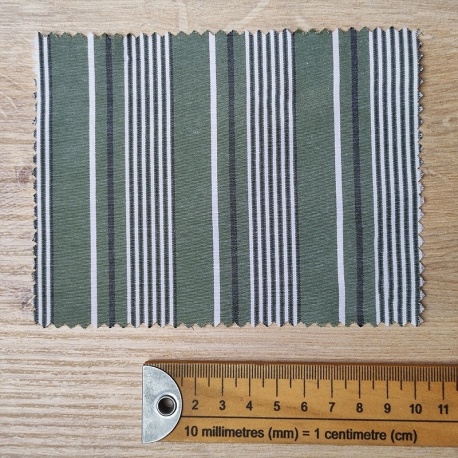 Tissu Polycoton Rayures Bayadères Vert