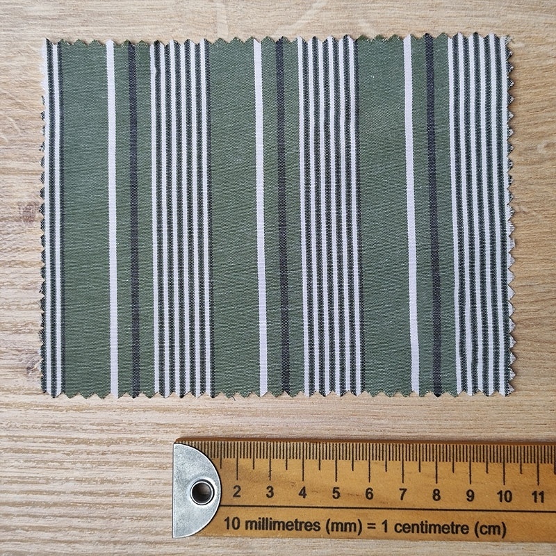 Tissu Polycoton Rayures Bayadères Vert