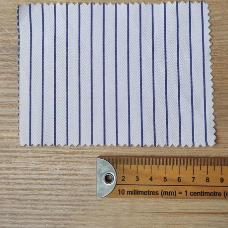 Tissu Polycoton Fines Rayures Bleu