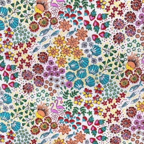 Tissu Cretonne Summer Vibes Ivoire