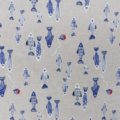 Tissu Tuna Imprimé Poissons Bleu 