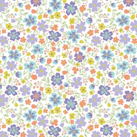 Tissu Jersey de Coton Imprimé Tulipe Violet 