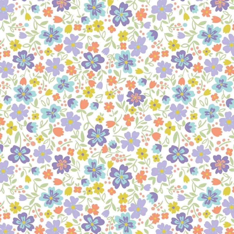 Tissu Jersey de Coton Imprimé Tulipe Violet 
