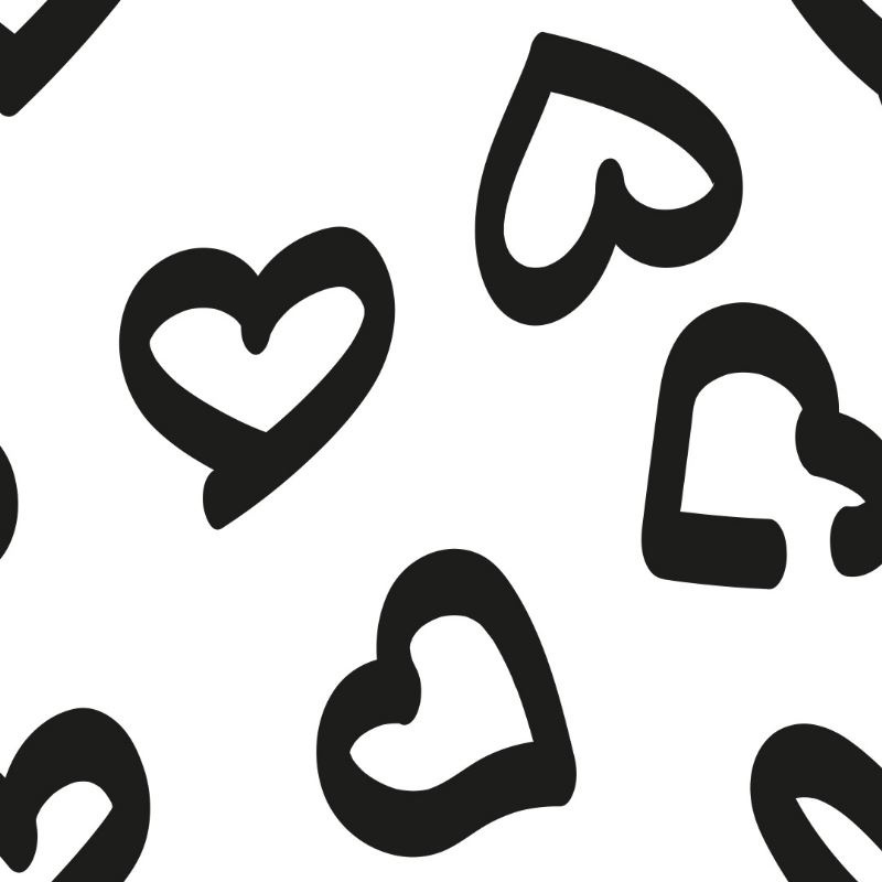 Tissu Jersey de Coton Imprimé Coeur Blanc