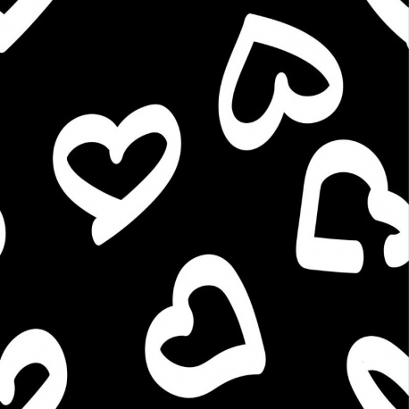 Tissu Jersey de Coton Imprimé Coeur Noir 
