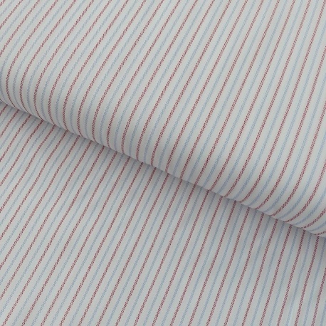 Tissu Polycoton Rayures Rouge et Bleu