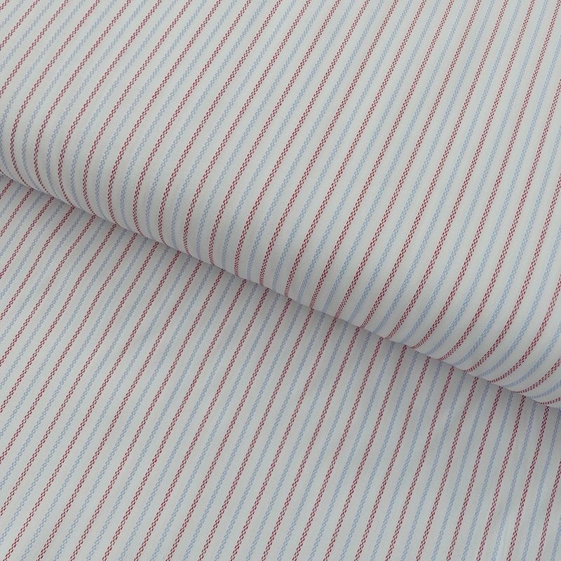 Tissu Polycoton Rayures Rouge et Bleu