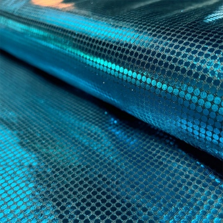 Tissu Jersey Enduit et Imprimé Pois Turquoise 