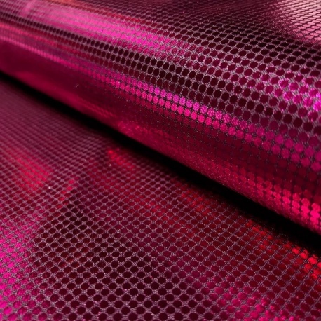 Tissu Jersey Enduit et Imprimé Pois Fuchsia 