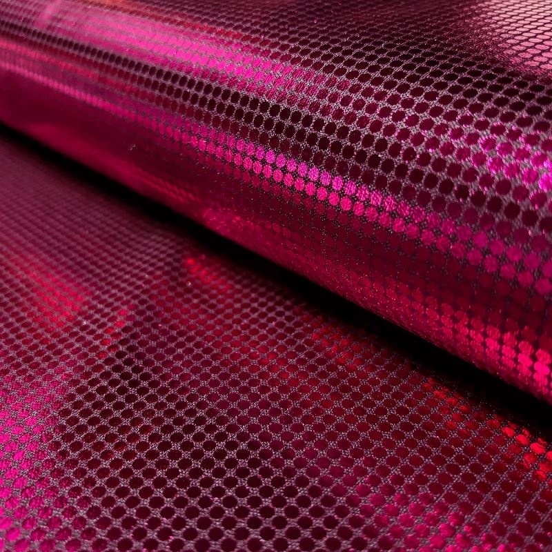 Tissu Jersey Enduit et Imprimé Pois Fuchsia 