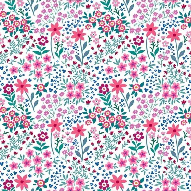 Tissu Imprimé 3D Amaia Fleurs Fuchia