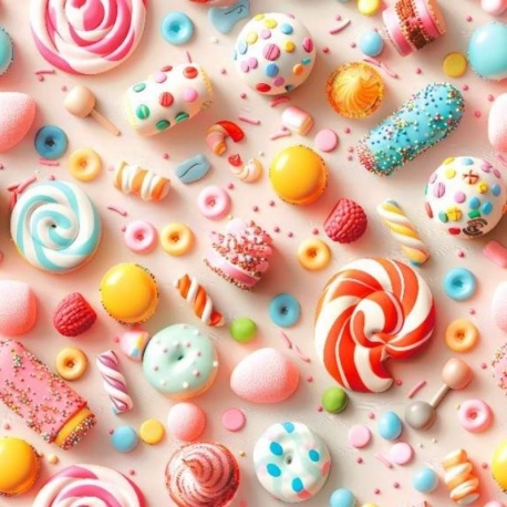 Tissu Imprimé 3D Candy Ecru 
