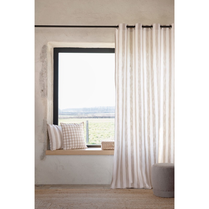 Tissu Landes Toile Grosse Rayure Beige 