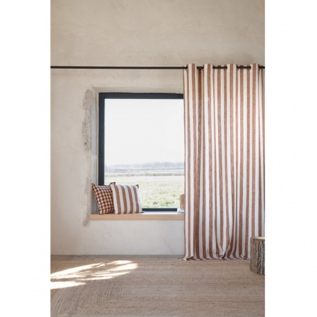 Tissu Landes Toile Grosse Rayure Terracotta 