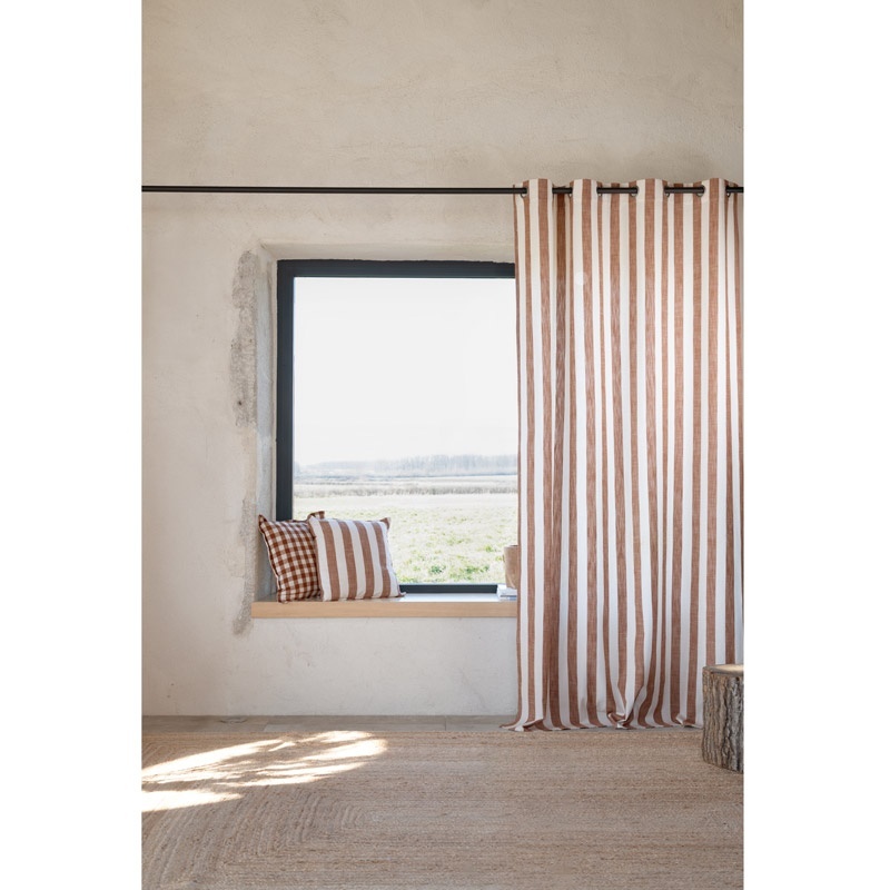 Tissu Landes Toile Grosse Rayure Terracotta 