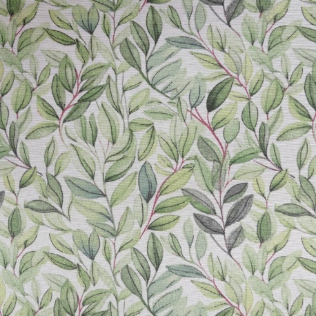 Tissu Imprimé Laurel Feuilles Vert