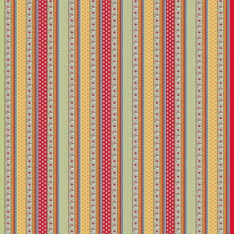 Tissu Cretonne Gordes Rayure  Multico Provençal