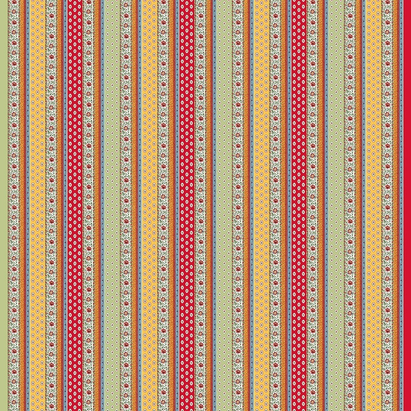 Tissu Cretonne Gordes Rayure  Multico Provençal
