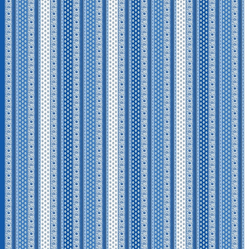 Tissu Cretonne Gordes Rayure Bleu