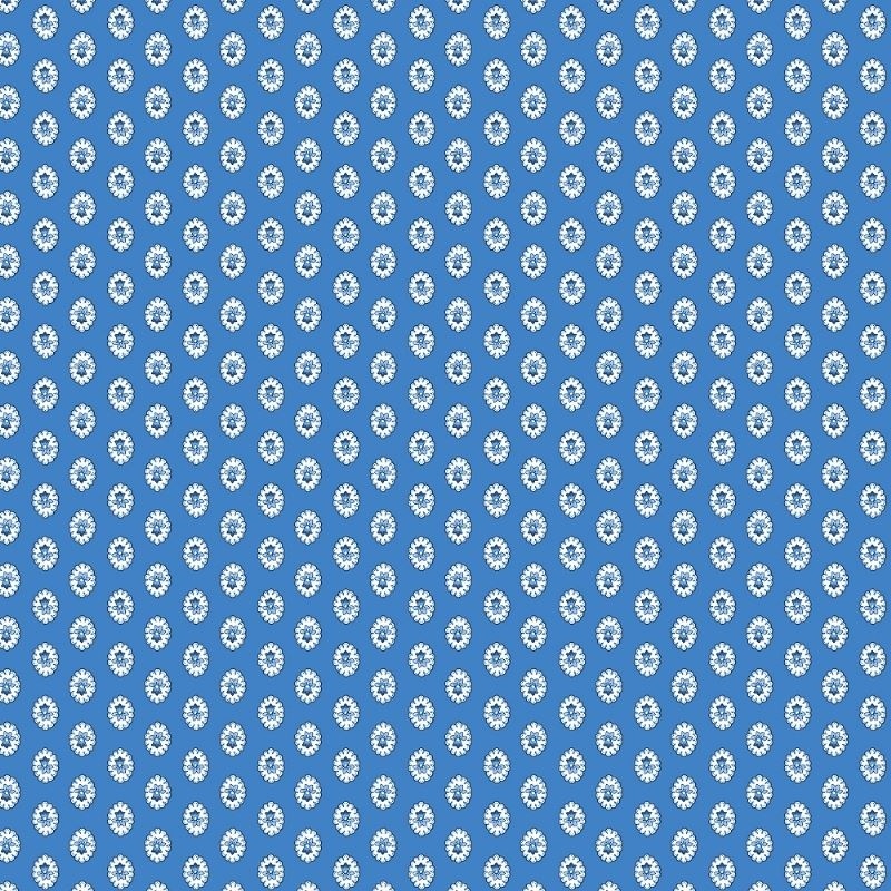 Tissu Cretonne Gordes Mouche Bleu