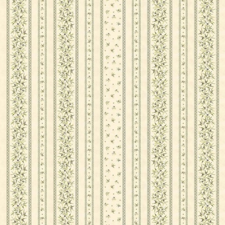 Tissu Cretonne Oliveraie Rayure Creme