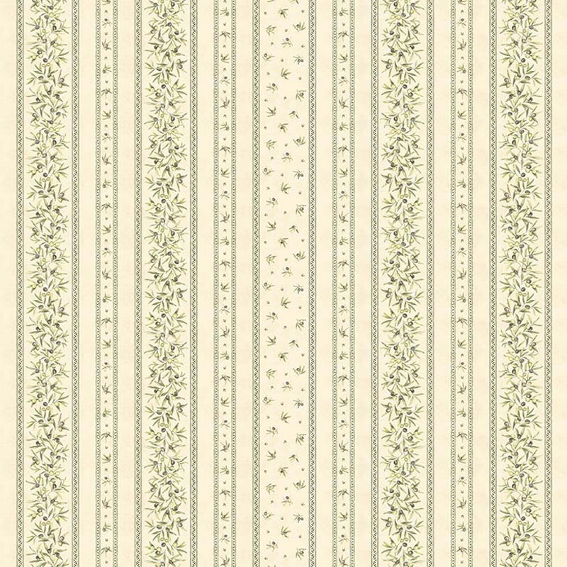 Tissu Cretonne Oliveraie Rayure Creme