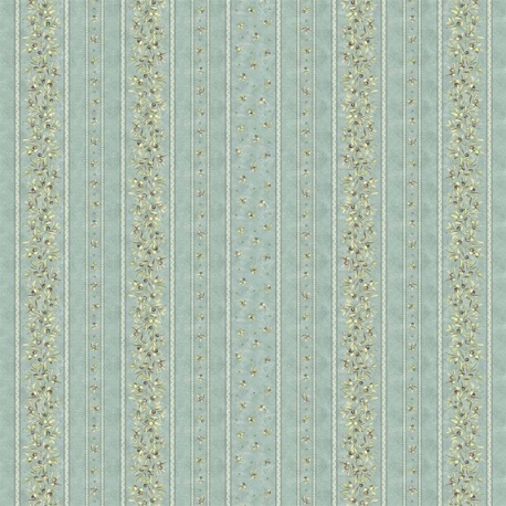 Tissu Cretonne Oliveraie Rayure Sauge 
