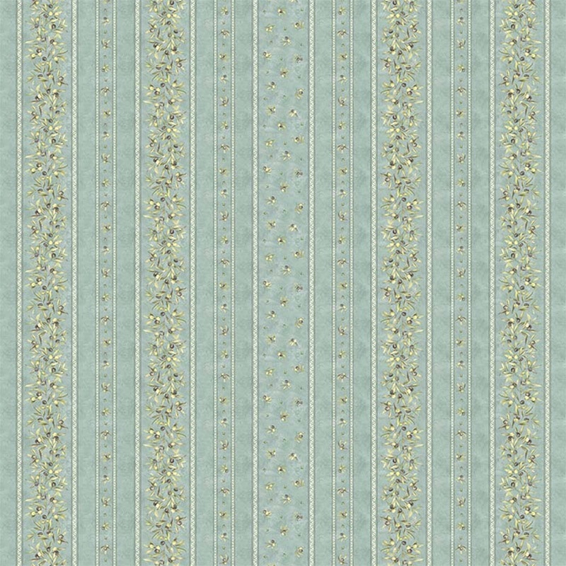 Tissu Cretonne Oliveraie Rayure Sauge 