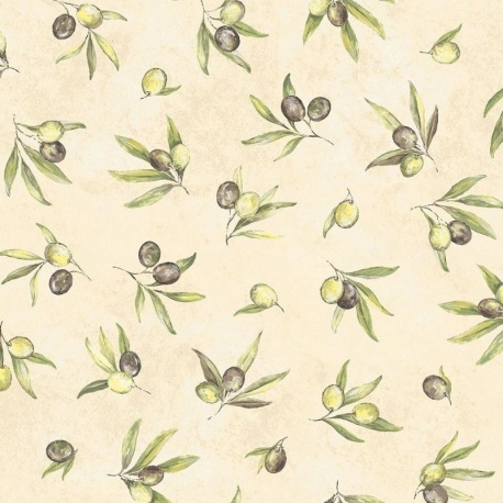 Tissu Cretonne Oliveraie All Over Creme 
