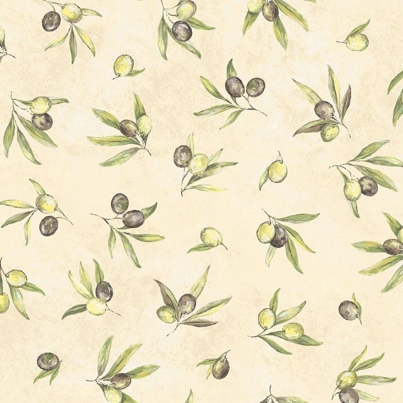Tissu Cretonne Oliveraie All Over Creme 