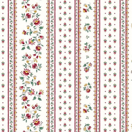 Tissu Cretonne Figuerolles Rayure Ecru 