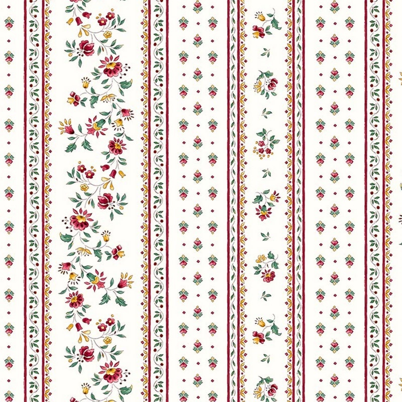 Tissu Cretonne Figuerolles Rayure Ecru 