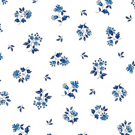 Tissu Cretonne Figuerolles All Over Bleu