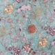 Tissu Blockprint Impression Tampons Mains Fleur Fond Bleu