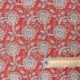 Tissu Blockprint Impression Tampons Mains Fleur Fond Rouge
