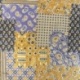 Tissu Blockprint Imprimé Tampons Mains Matelassé Double Face Géométrique Jaune Bleu