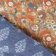 Tissu blockprint Imprimé Tampons Mains Matelassé Double Face  Fleur Fond Caramel