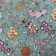 Tissu Blockprint Imprimé Tampons Mains Matelassé Double Face Fleur Fond Bleu