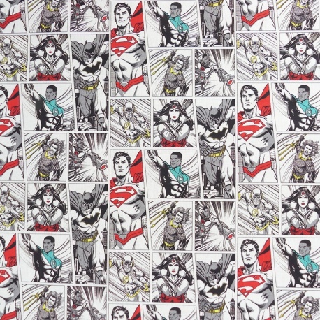 Tissu Licence Justice League Fond Blanc Blanc