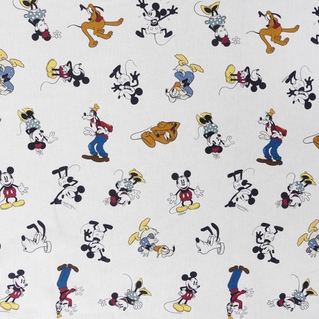 Tissu Licence Mickey Friends Fond Blanc