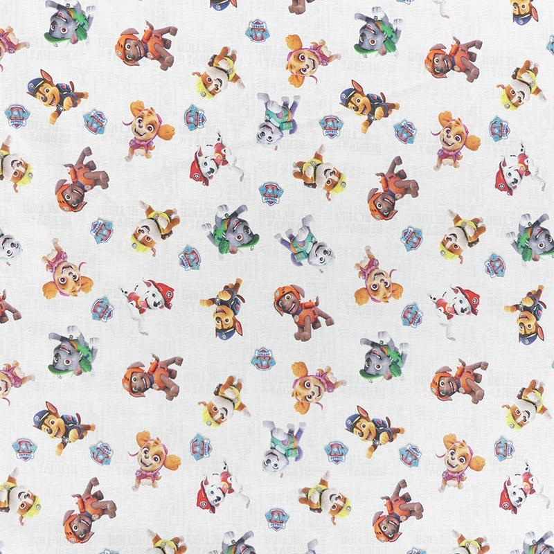 Tissu Licence Pat Patrouille Friends Fond Blanc 