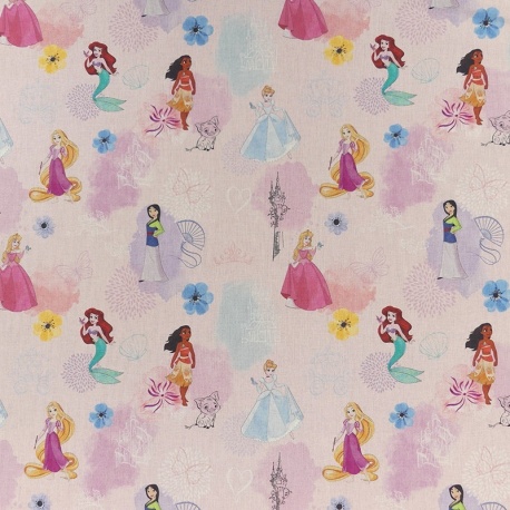 Tissu Licence Princesse Fond Rose
