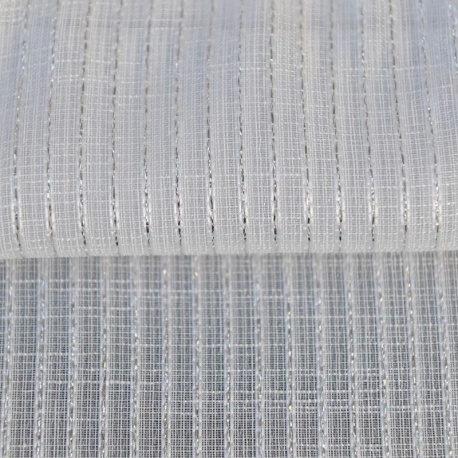 Tissu Voile Rayé Ascot Lurex Blanc